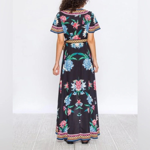 FLYING TOMATO Floral‎ Wrap Hi-Lo Dress in Black - Picture 3 of 10